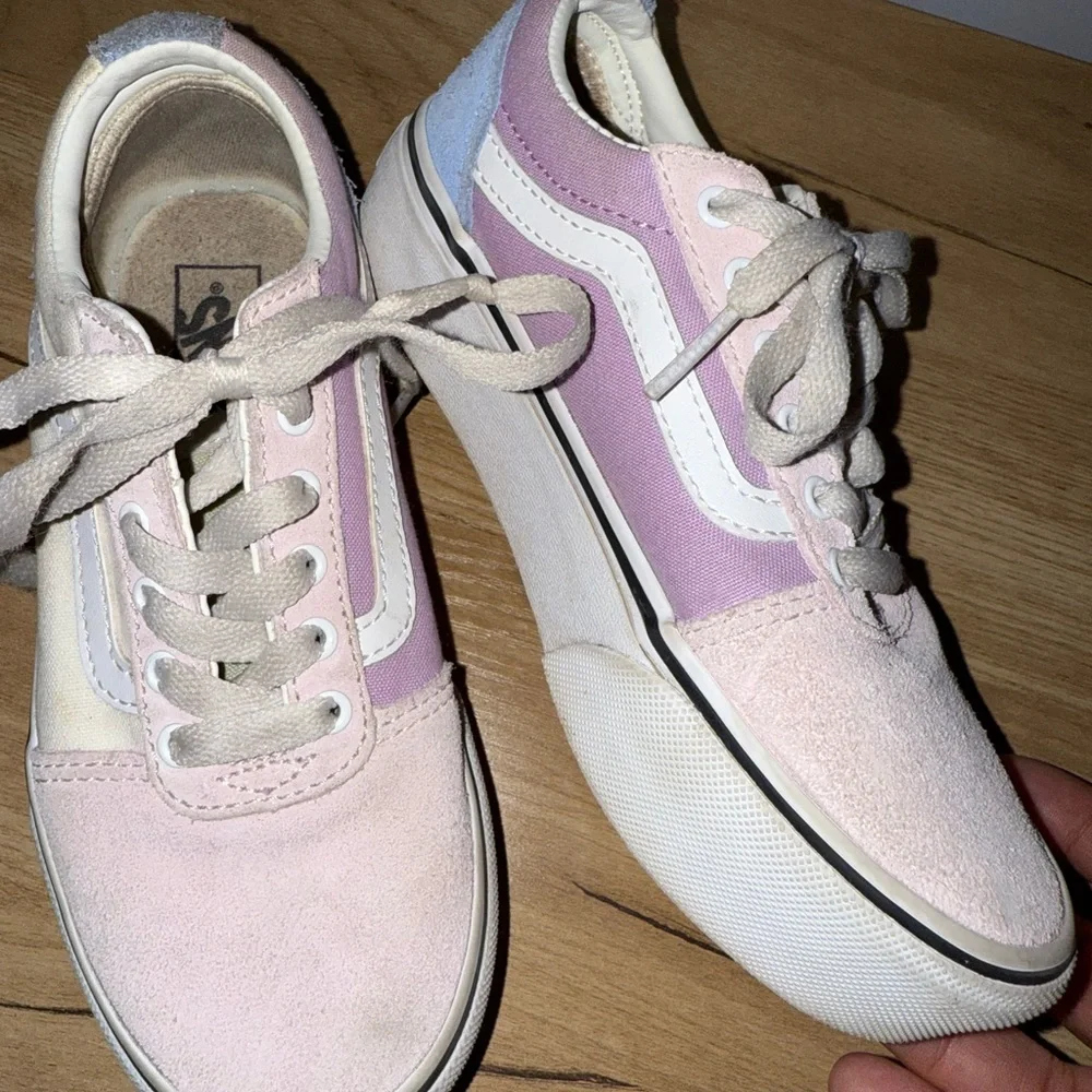 Vans Ward Girls' Platform‎ Shoes Size 1 Pink Light Blue Lavender L